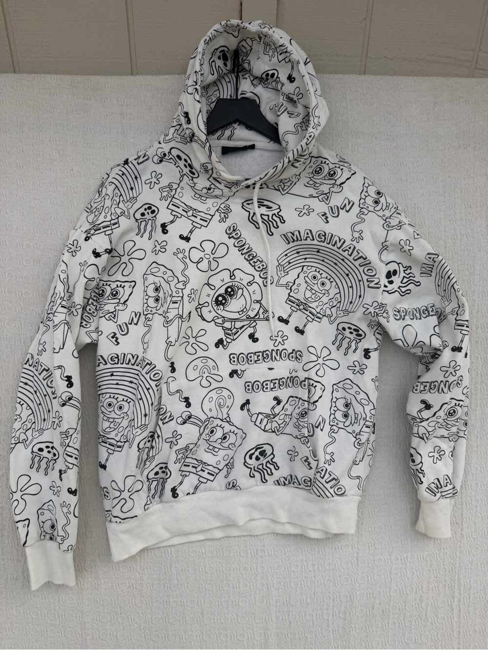 Unisex Nickelodeon Black & White Character Zip Hoodie size large